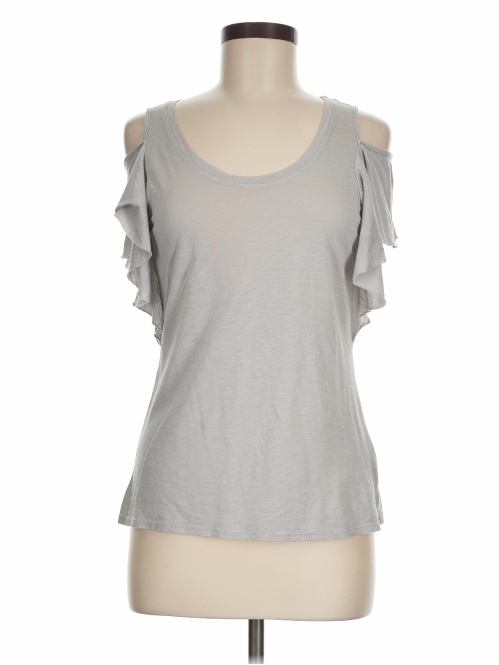 ❤️ Michael Stars Gray Cold-Shoulder Ruffle Sleeve Top XS
